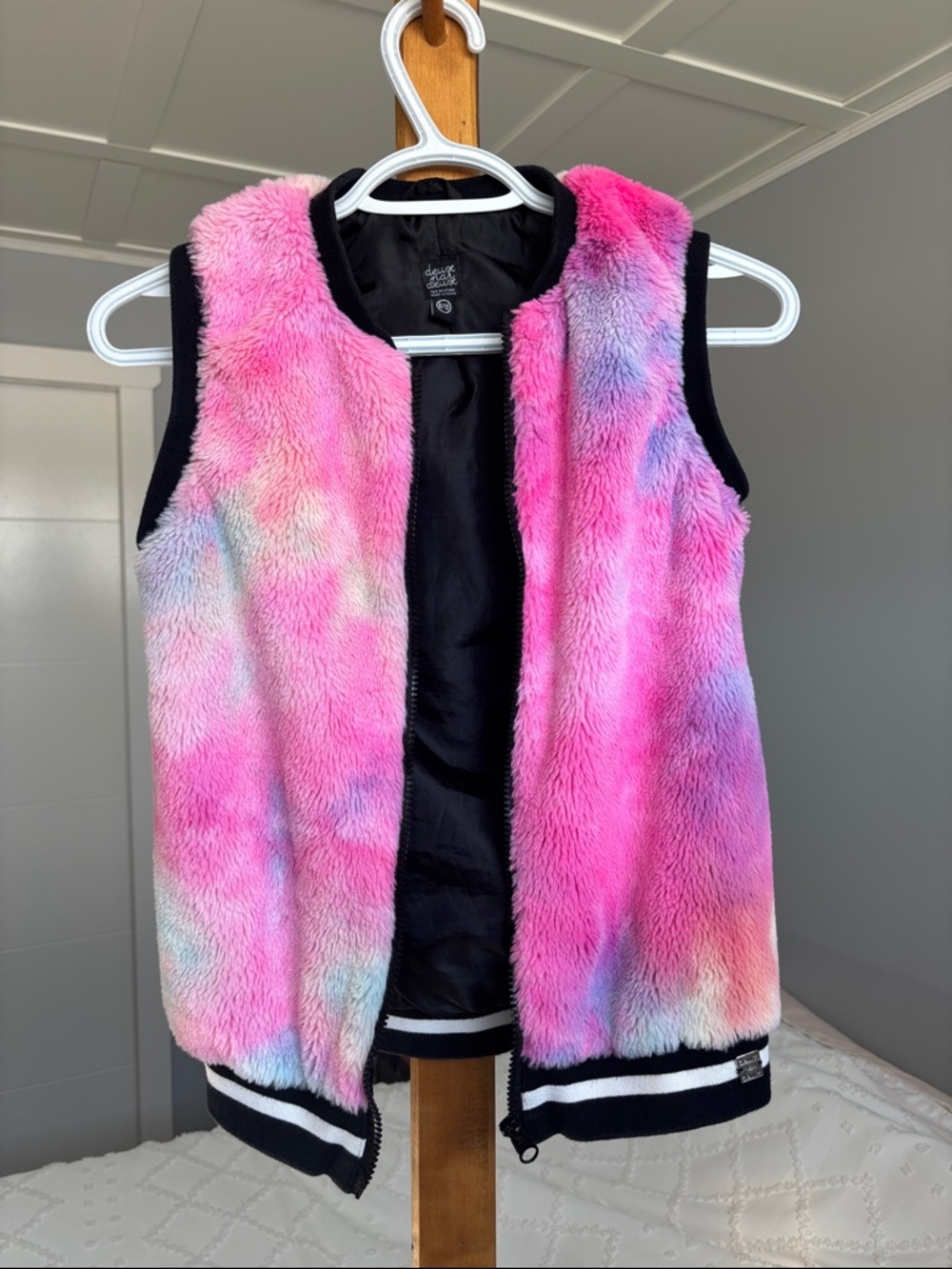deux par deux Pink Multi Faux Fur Vest